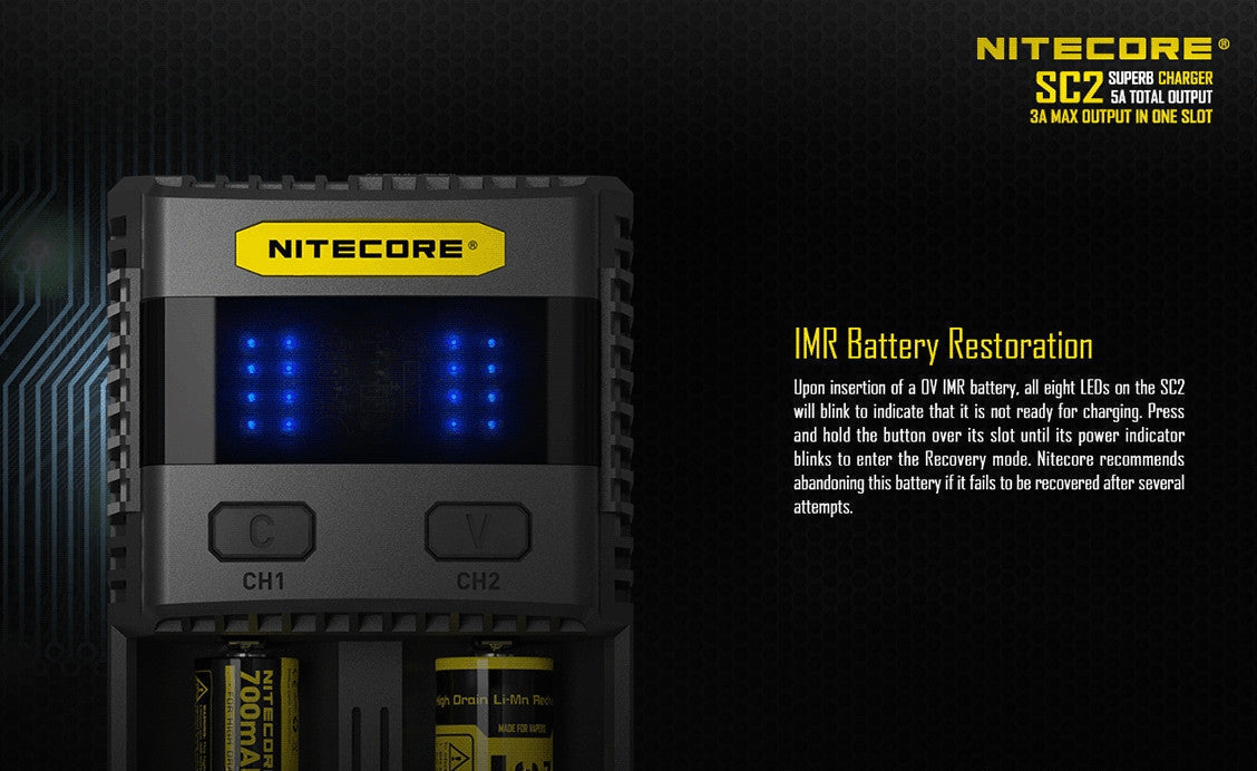 Batteries & Chargers - Nitecore SC2 Superb Charger, 2-slot Battery Charger (NiMH/Li-Ion/IMR)