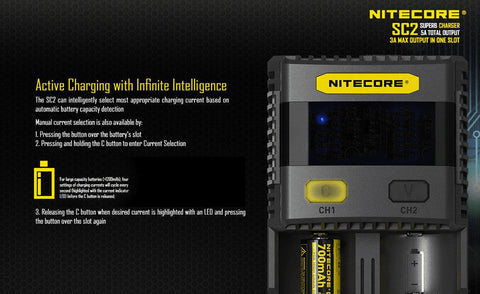 Batteries & Chargers - Nitecore SC2 Superb Charger, 2-slot Battery Charger (NiMH/Li-Ion/IMR)