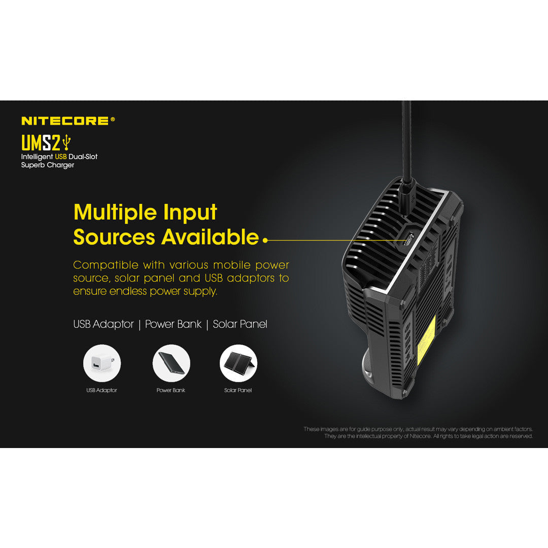 Batteries & Chargers - Nitecore UMS2 Intelligent USB 2-Slot Battery Charger (NiCD/NiMH/Li-Ion/IMR)