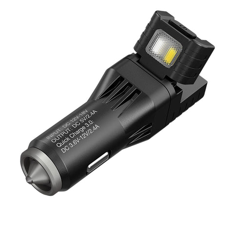 Batteries & Chargers - Nitecore VCL10 QuickCharge 3.0 USB Car Charger W/ White/Red Flashlight