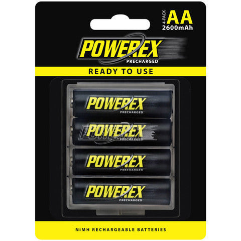 Batteries & Chargers - PowerEx PreCharged AA Batteries (4-Pack) - 2600mAh, Ultra Low Self-Discharge