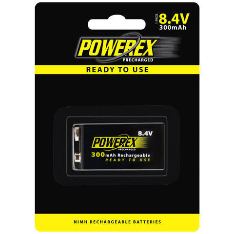 Batteries & Chargers - PowerEx PreCharged Rechargeable 9V Battery - 8.4V, 300mAh, Ultra Low Self-Discharge