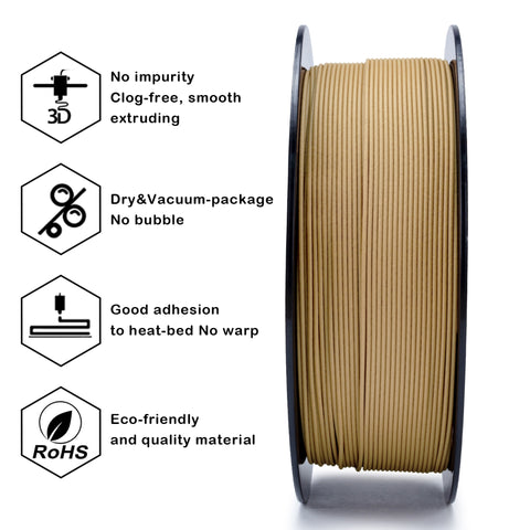 Ziro Real Wood Fiber PLA Filament, 1.75mm, Dimensional Accuracy +/- 0.03mm