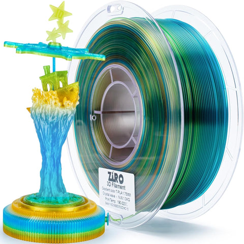 Ziro Rainbow/Gradient Transparent PLA 3D Printer Filament 1.75mm