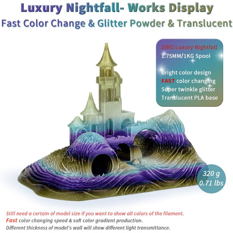 Ziro Rainbow/Gradient 'Twinkling' Glitter-PLA 1.75mm 3D Printer Filament