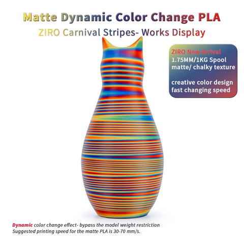 Ziro 3D Multicolor Stripes Matte PLA Filament, 1.75mm