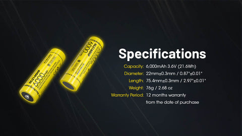 (USED/OPEN-BOX) Nitecore NL2160HP 6000mAh Rechargeable 21700 Li-Ion Battery