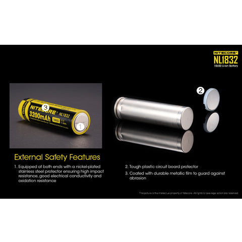 Nitecore NL1832 3200mAh Rechargeable 18650 Battery