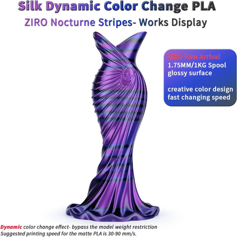 Ziro 3D Multicolor Stripes Silk PLA Filament, 1.75mm