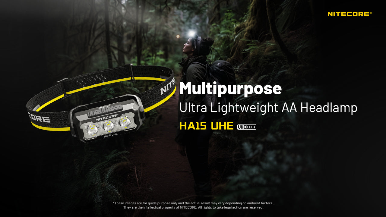 (USED/OPEN-BOX) Nitecore HA15 UHE 1x AA Lightweight Headlamp (with NL1411R battery)