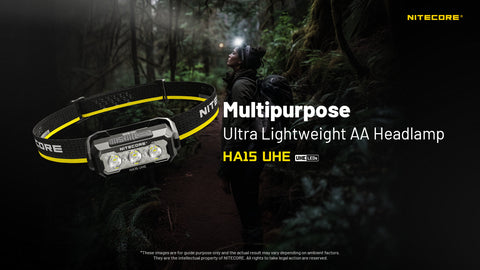 (USED/OPEN-BOX) Nitecore HA15 UHE 1x AA Lightweight Headlamp (with NL1411R battery)