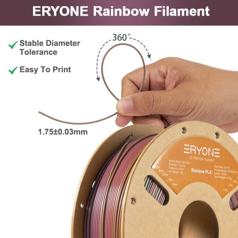 ERYONE Rainbow/Gradient PLA Filament - 1.75mm±0.03mm, 1kg