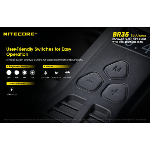 Flashlights & Headlamps - Nitecore BR35 Dual Distance Beam Bike Light (1800 Lumen | Rechargeable)