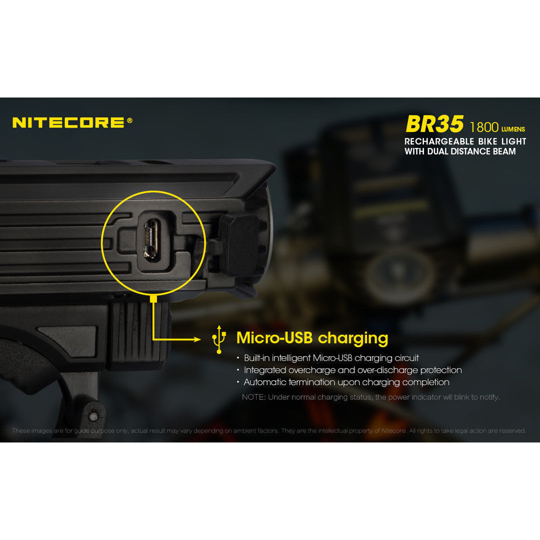 Flashlights & Headlamps - Nitecore BR35 Dual Distance Beam Bike Light (1800 Lumen | Rechargeable)