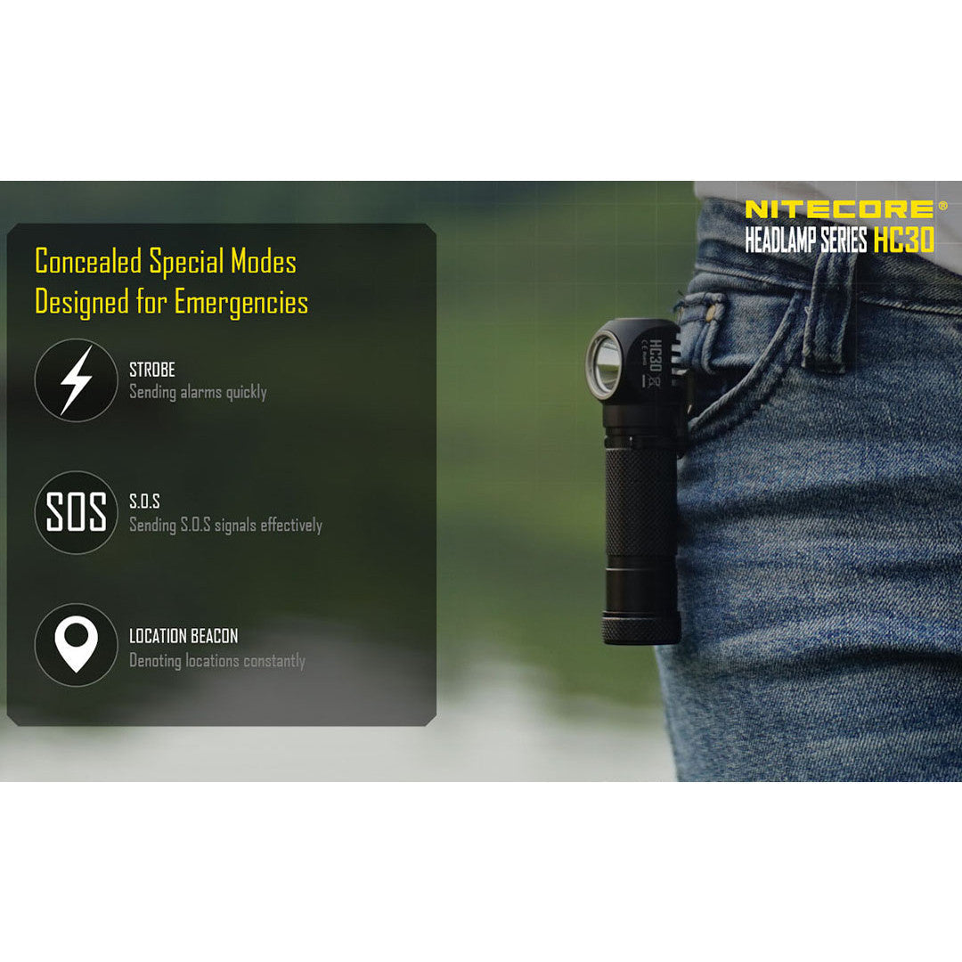 Flashlights & Headlamps - Nitecore HC30 Convertible Headlamp/Flashlight (1000 Lumens | 18650 Lithium)