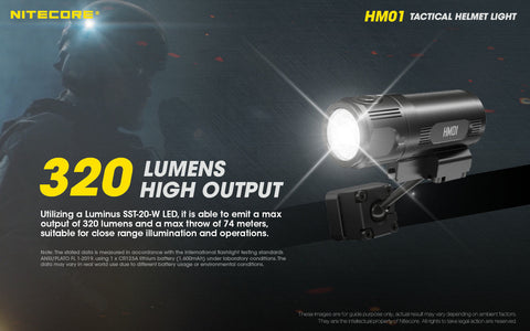 Flashlights & Headlamps - Nitecore HM01 360° Pivoting Tactical Helmet Light (320 Lumens | 1xCR123A)