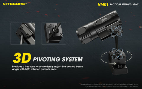 Flashlights & Headlamps - Nitecore HM01 360° Pivoting Tactical Helmet Light (320 Lumens | 1xCR123A)