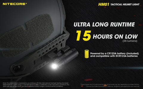 Flashlights & Headlamps - Nitecore HM01 360° Pivoting Tactical Helmet Light (320 Lumens | 1xCR123A)