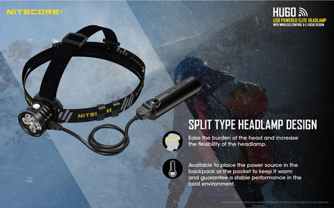 Flashlights & Headlamps - Nitecore HU60 E-Focus Headlamp W/ Wristband Remote (1600 Lumens | USB Powered)