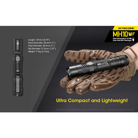 Flashlights & Headlamps - Nitecore MH10-V2 Flashlight (1200 Lumens | USB-C Rechargeable)
