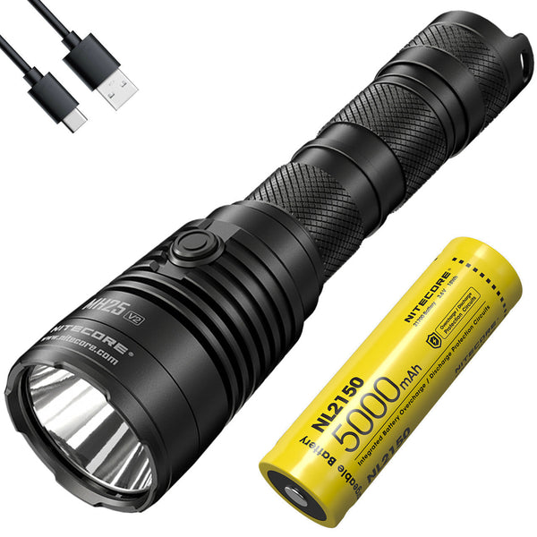 Flashlights & Headlamps - Nitecore MH25-V2, 519 Yard Long-Throw Rechargeable Flashlight (1300 Lumens | USB-C Rechargeable)