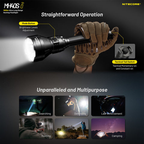 Flashlights & Headlamps - Nitecore MH40S Long-Throw Flashlight (1500 Lumens | USB-C Rechargeable)