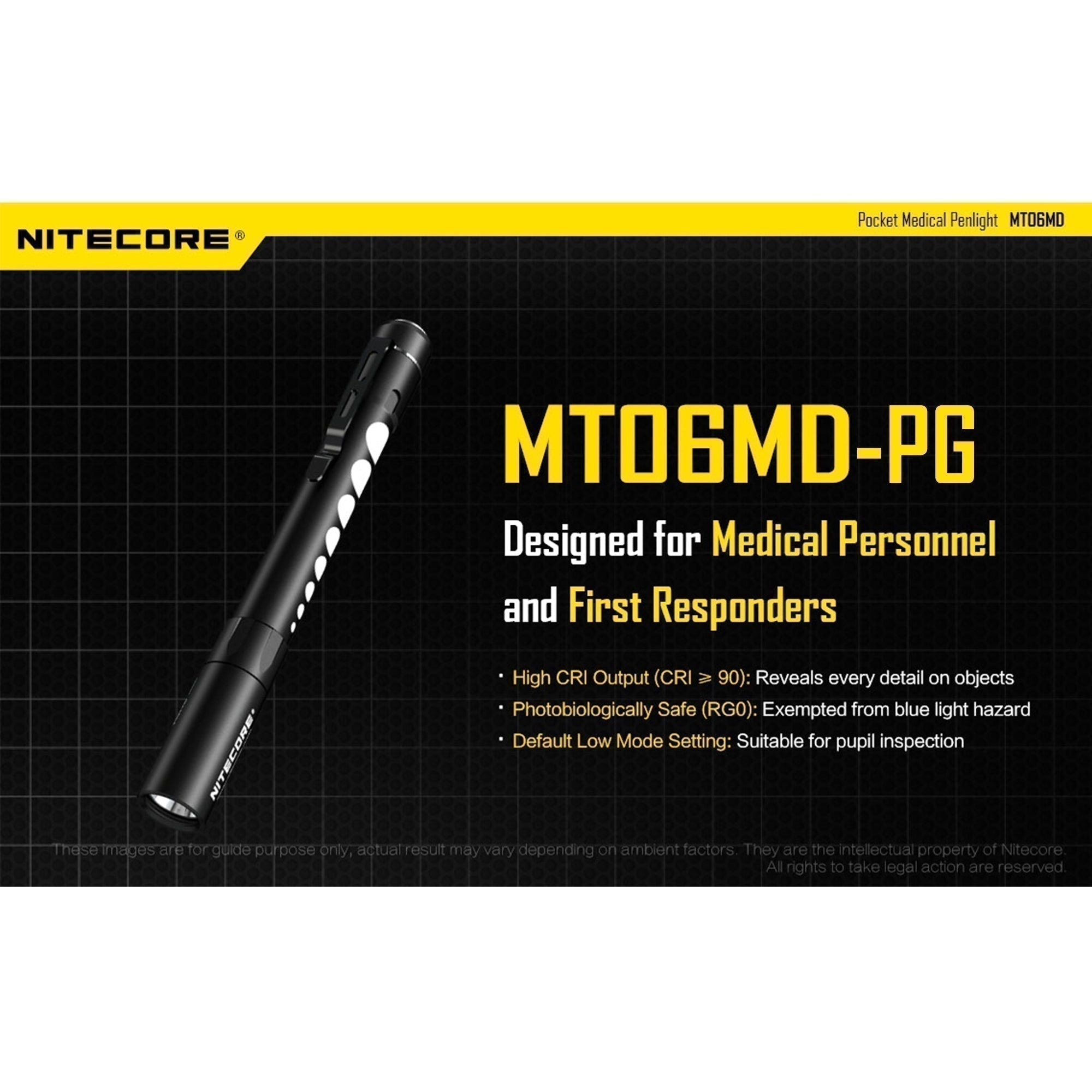 Flashlights & Headlamps - Nitecore MT06MD-PG Nichia 219B LED Penlight W/ Pupil Gauge (180 Lumens | 2xAAA)