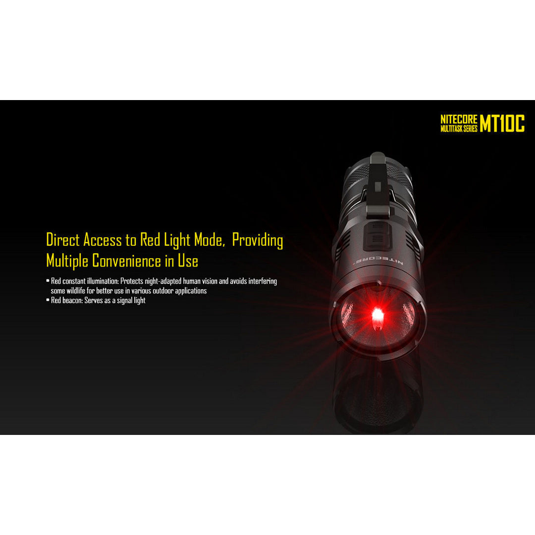 Flashlights & Headlamps - Nitecore MT10C Compact EDC Flashlight W/ Aux. Red Beam (920 Lumens | 18350 Lithium)