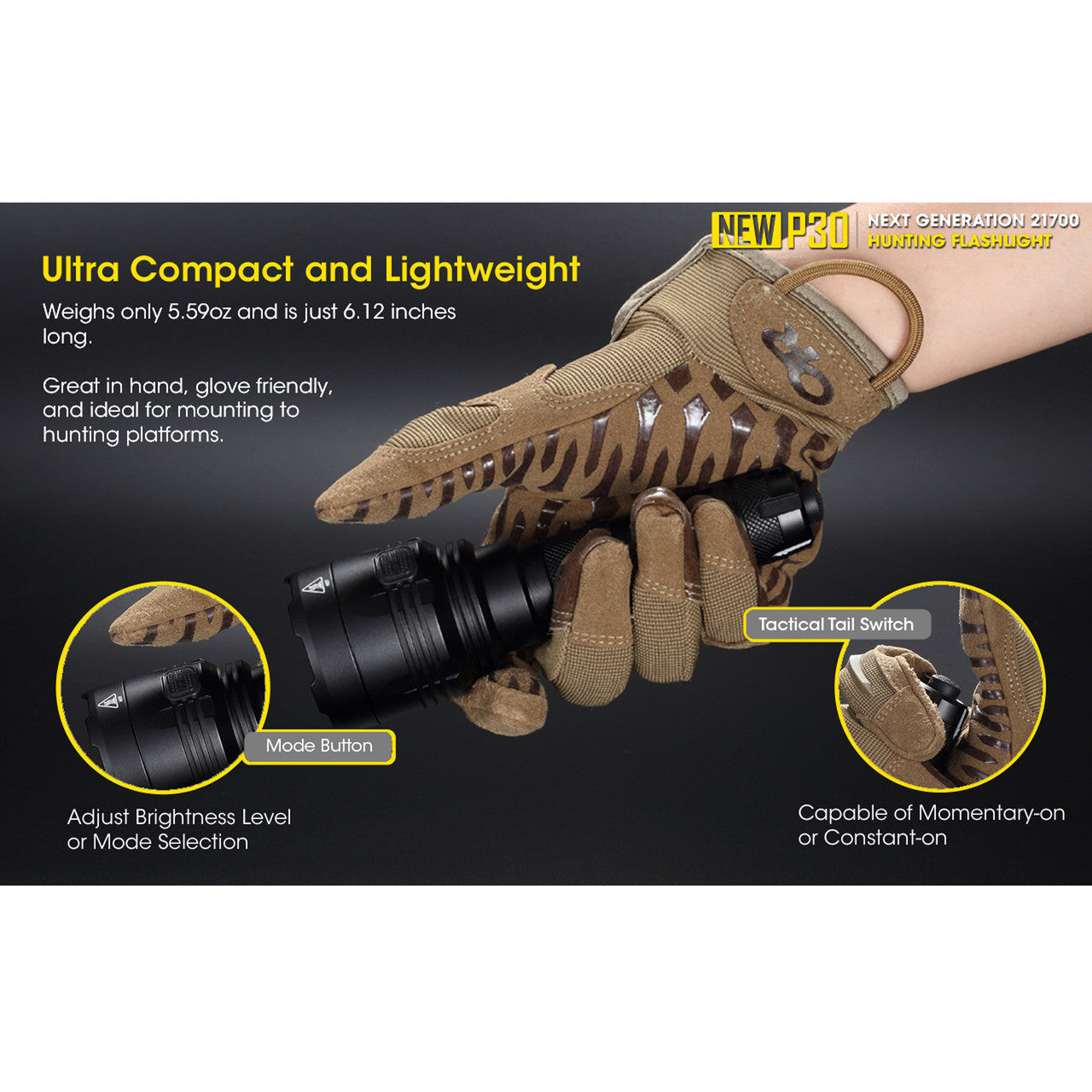 Flashlights & Headlamps - Nitecore NEW P30 Long Throw Hunting Flashlight (1000 Lumens| Lithium 21700)