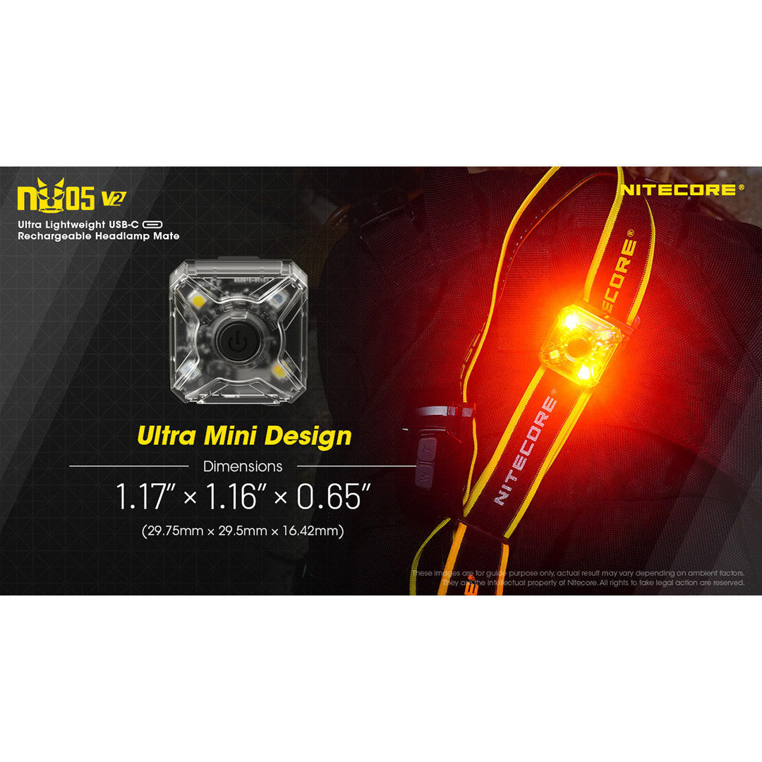 Flashlights & Headlamps - Nitecore NU05-V2 Red/White Safety And Signal Light (USB-C Rechargeable)