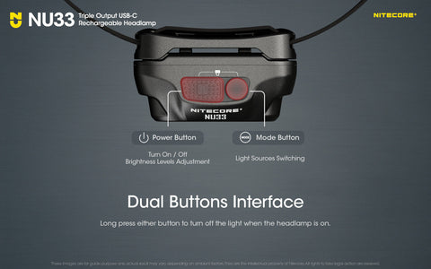 Flashlights & Headlamps - Nitecore NU33 Headlamp W/ Aux. White/Red Beams (700 Lumens | USB-C Rechargeable)