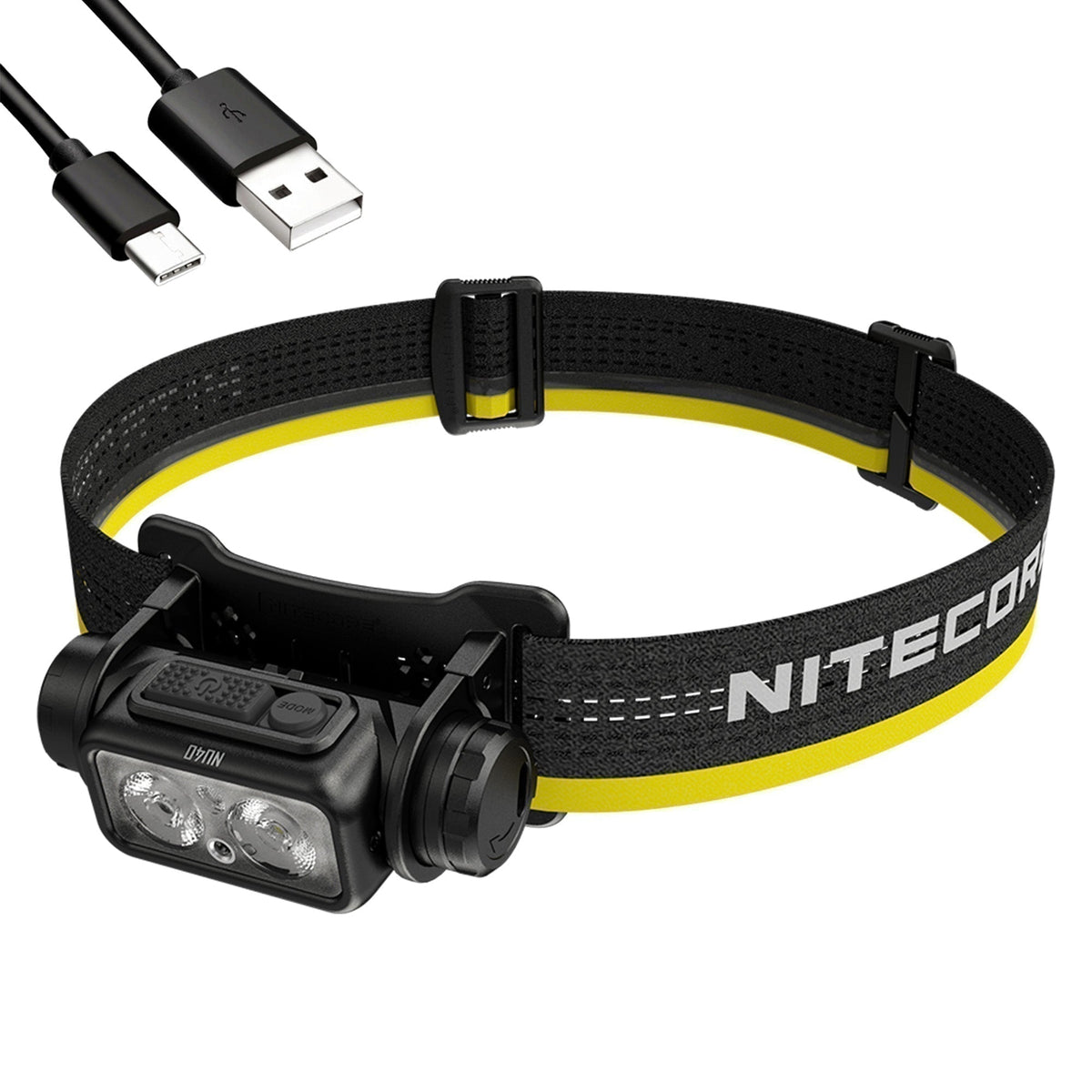Flashlights & Headlamps - Nitecore NU40 Rechargeable Running Headlamp W/ Aux. Red Beam (1000 Lumens | USB-C Rechargeable)