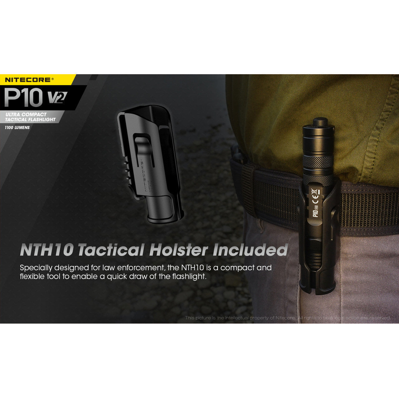 Flashlights & Headlamps - Nitecore P10-V2 Compact Tactical Flashlight (1100 Lumens | 18650 Lithium)