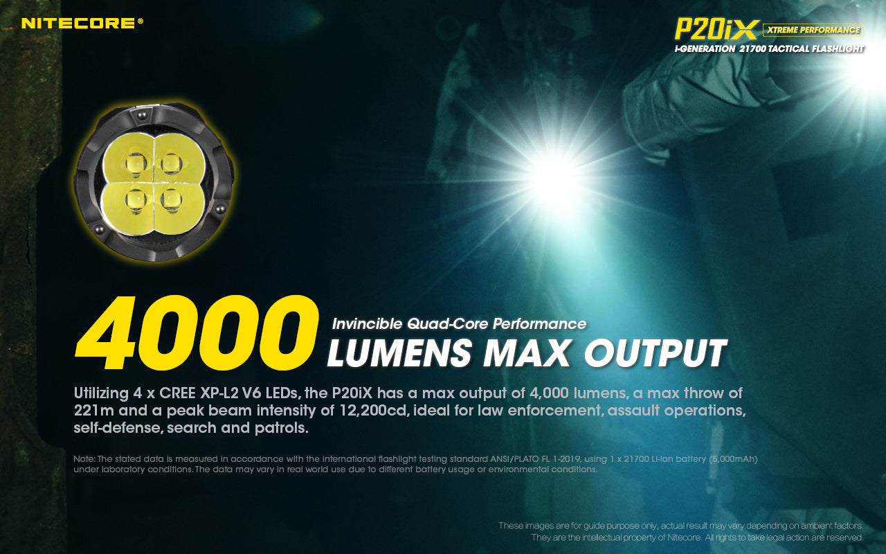 Flashlights & Headlamps - Nitecore P20iX Xtreme Tactical Flashlight W/ Holster (4000 Lumens | USB-C Rechargeable)