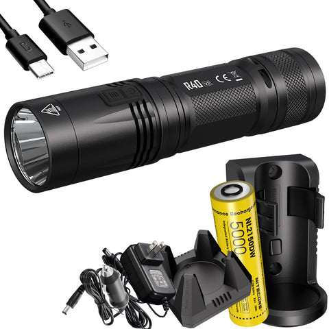 Flashlights & Headlamps - Nitecore R40 V2 EDC Flashlight Kit W/ Charging Cradle (1200 Lumens | USB-C & Wireless Charging)