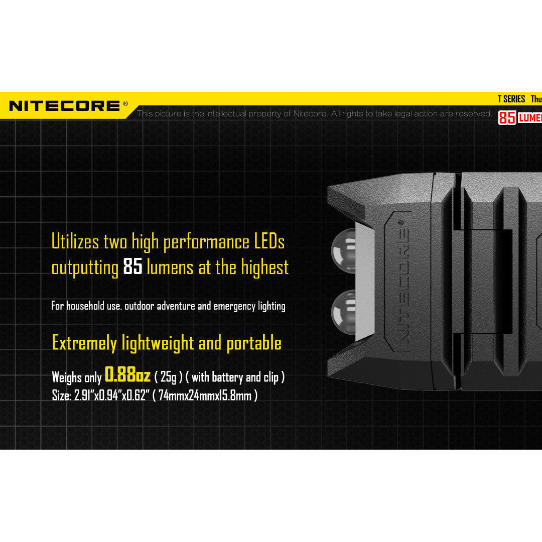 Flashlights & Headlamps - Nitecore THUMB Clip-On/Tiltable Keychain Light (85 Lumens | Rechargeable)