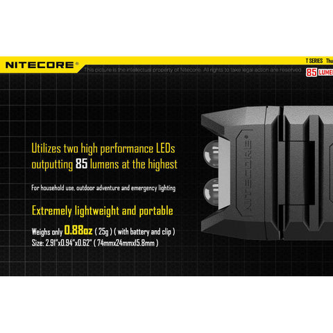 Flashlights & Headlamps - Nitecore THUMB Clip-On/Tiltable Keychain Light (85 Lumens | Rechargeable)