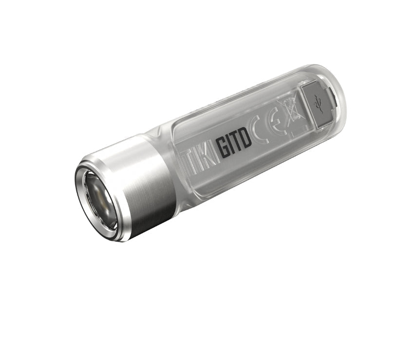 Flashlights & Headlamps - Nitecore TIKI GITD Keychain Light (300 Lumens | Rechargeable | Aux. 500mW UV Beam)