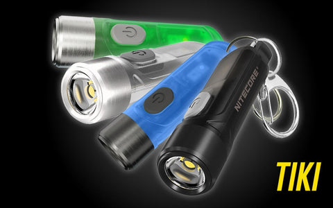 Flashlights & Headlamps - Nitecore TIKI GITD Keychain Light (300 Lumens | Rechargeable | Aux. 500mW UV Beam)