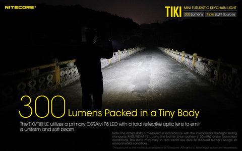 Flashlights & Headlamps - Nitecore TIKI GITD Keychain Light (300 Lumens | Rechargeable | Aux. 500mW UV Beam)