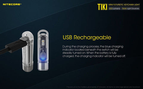 Flashlights & Headlamps - Nitecore TIKI Keychain Light W/ Aux. UV Beam (300 Lumens | USB Rechargeable)