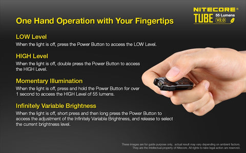 Flashlights & Headlamps - Nitecore TUBE V2.0 Keychain Light (55 Lumens | Rechargeable)