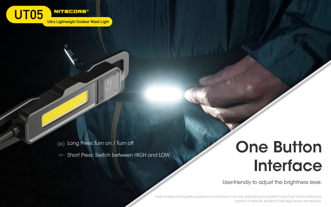 Flashlights & Headlamps - Nitecore UT05 Lightweight Waist Belt Running Light (400 Lumens | USB-Powered)
