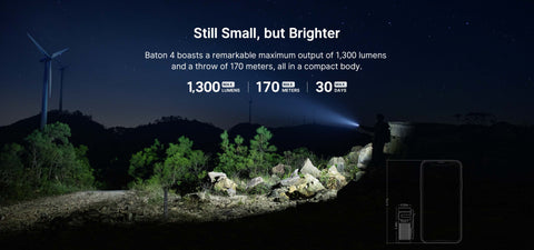 Flashlights & Headlamps - Olight Baton 4 Premium 1300 Lumen Rechargeable EDC Flashlight With Wireless Charging Case