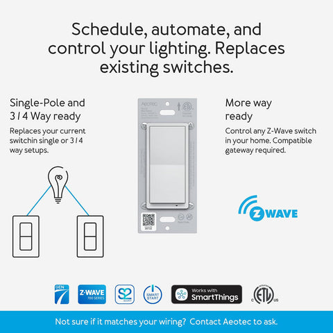 Home Automation - Aeotec ZWA038 Illumino On/Off Light Switch (Z-Wave Plus)