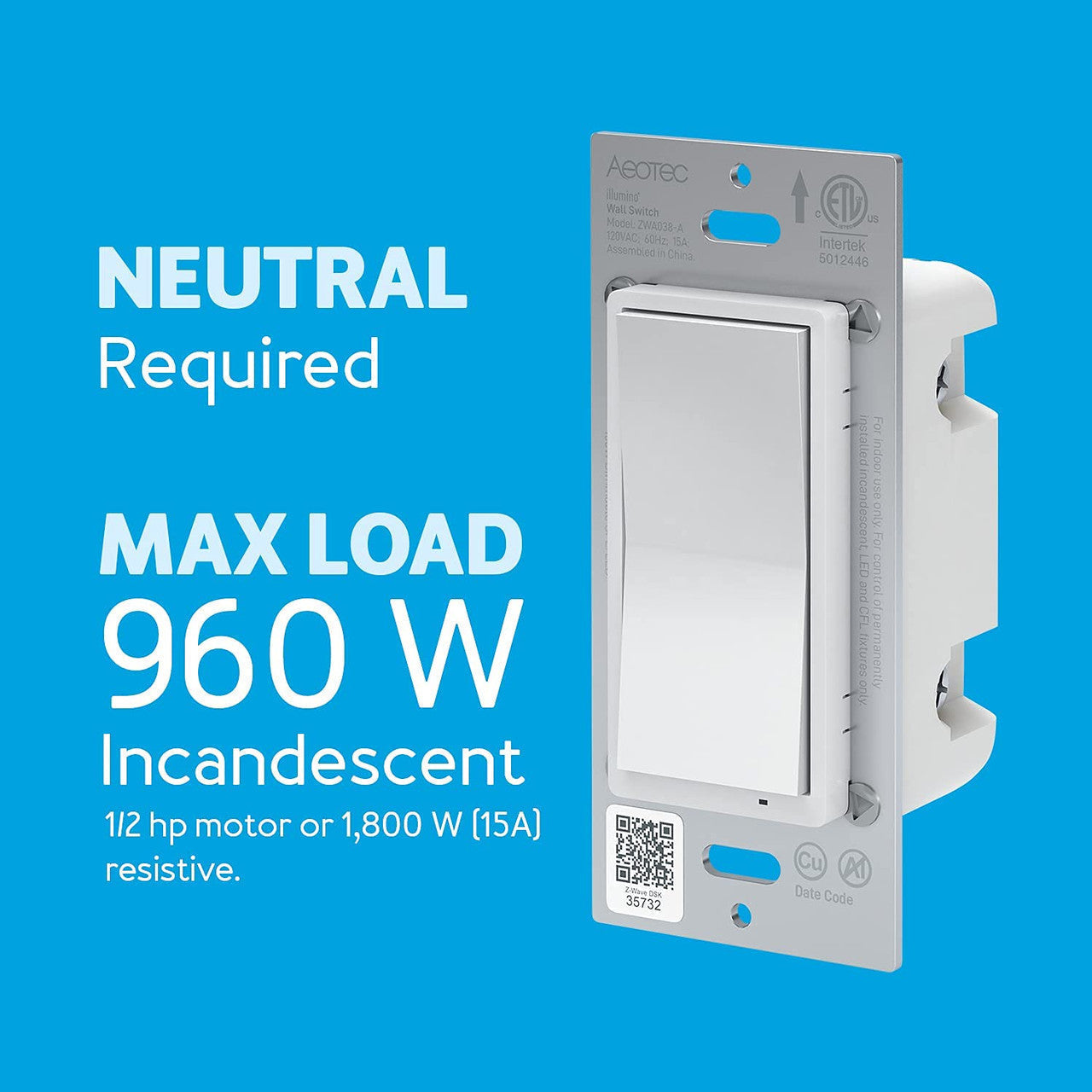 Home Automation - Aeotec ZWA038 Illumino On/Off Light Switch (Z-Wave Plus)