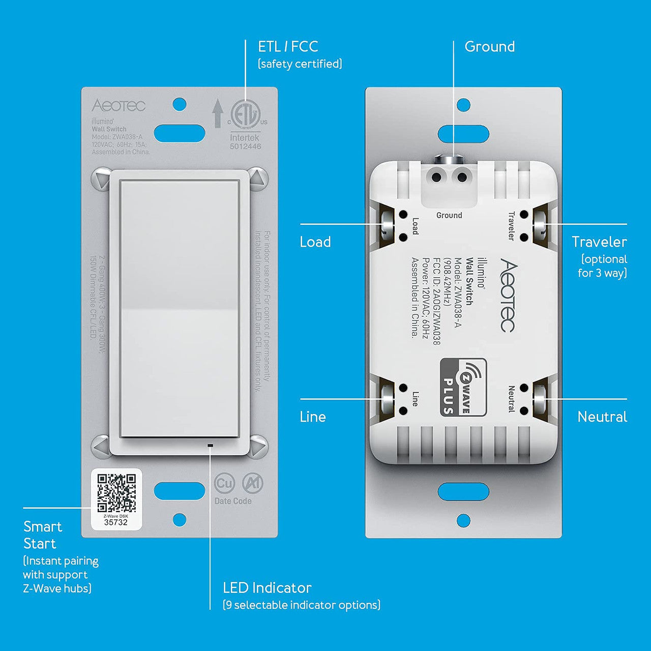 Home Automation - Aeotec ZWA038 Illumino On/Off Light Switch (Z-Wave Plus)