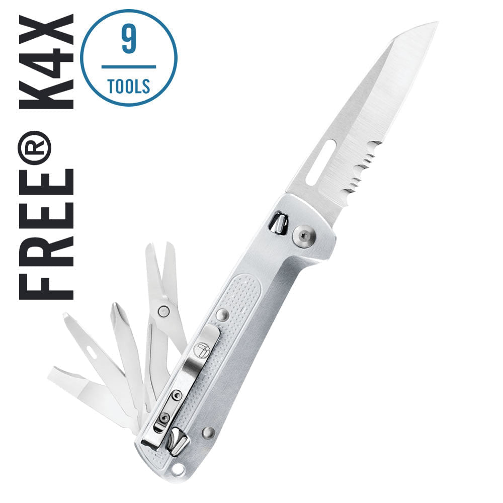 (USED/OPEN-BOX) Leatherman FREE K4X Knife, Serrated w/ Magnetic Open/Close