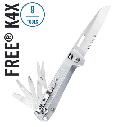 (USED/OPEN-BOX) Leatherman FREE K4X Knife, Serrated w/ Magnetic Open/Close