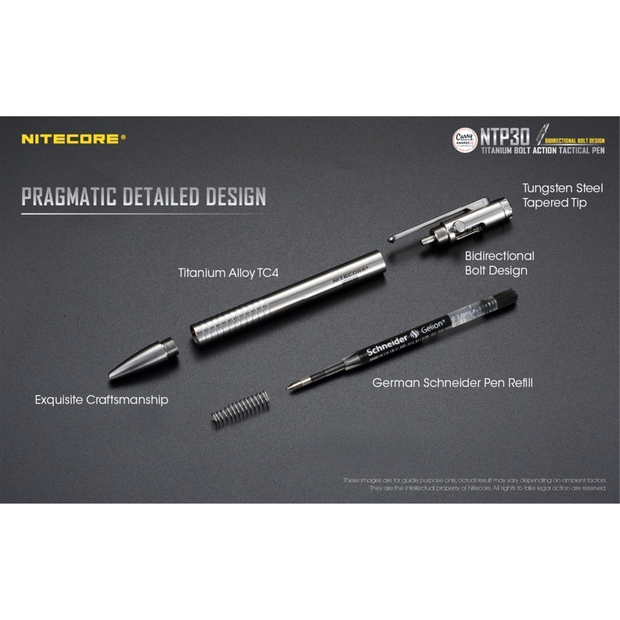 Knives & Tools - Nitecore NTP30 Titanium Bidirectional Bolt Action Multifunction Pen